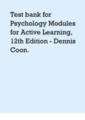 Test bank for Psychology Modules for Active Learning, 12th Edition - Dennis Coon.