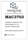 MAC3703 Assignment 1 Semester 1 2023 (701118)