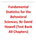 Fundamental Statistics for the Behavioral Sciences 9th Edition By David Howell (Test Bank All Chapters, 100% Original Verified, A+ Grade)