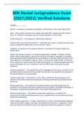 MN Dental Jurisprudence Exam (2021/2022) Verified Solutions Note: when "DA", DH, dentist, DT, or ADT is used, it refers to a licensed dental professional unless otherwise specified