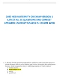  2023 HESI MATERNITY OB EXAM VERSION 1 LATEST ALL 55 QUESTIONS AND CORRECT ANSWERS |ALREADY GRADED A+ (SCORE 1292)