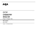 Aqa GCSE CHEMISTRY (8462/2H) Paper 2 Higher Tier June 2022 Final Mark Scheme.