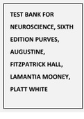 Test Bank for Neuroscience, Sixth Edition Purves, Augustine, Fitzpatrick Hall, LaMantia Mooney, Platt White