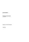 Econometrics: Summary of All lectures. Grade: 8.8