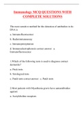 Immunology MCQ QUESTIONS WITH COMPLETE SOLUTIONS