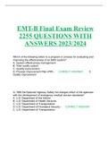 EMT-B Final Exam Review 2255 QUESTIONS WITH ANSWERS 2023/2024