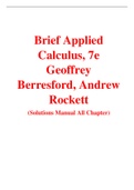 Brief Applied Calculus, 7e Geoffrey Berresford, Andrew Rockett (Solution Manual)