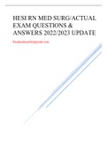 HESI RN MED SURG/ACTUAL EXAM QUESTIONS & ANSWERS 2022/2023 UPDATE 