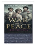 War and Peace is a literary work by the Russian author Leo Tolstoy that mixes fictional narrative with chapters on history and philosophy.War and Peace broadly focuses on Napoleon's invasion of Russia in 1812 and follows three of the most well-known ch