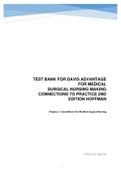 Test Bank for Davis Advantage for Medical Surgical Nursing Making Connections to Practice 2nd Edition 2024 latest update by  Janice j Hoffman Nancy j Sullivan 