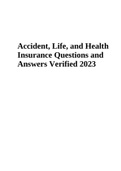 Accident, Life, and Health Insurance Questions and Answers Verified 2023