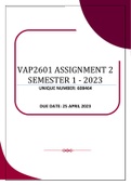 VAP2601 ASSIGNMENT 2  – 2023 (608464)