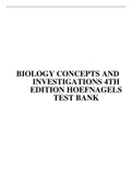 TEST BANK FOR BIOLOGY CONCEPTS AND INVESTIGATIONS 4TH EDITION HOEFNAGELS