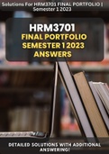 HRM3701 Portfolio Answers | Semester 1 2023 | Detailed and accurate answers provided! 