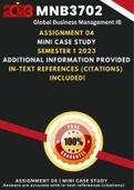 MNB3702 Answers Assignment 4 (Case Study) Semester 1 2023 (Detailed Answers provided)