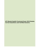 ATI Mental Health Proctored Exam 2019 Retake (Correct  70 Questions and Verified Answers).