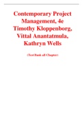Contemporary Project Management, 4e Timothy Kloppenborg, Vittal Anantatmula, Kathryn Wells (Test Bank)