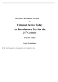 Criminal Justice Today, 16e Frank Schmalleger (Instructor Manual with Test Bank)