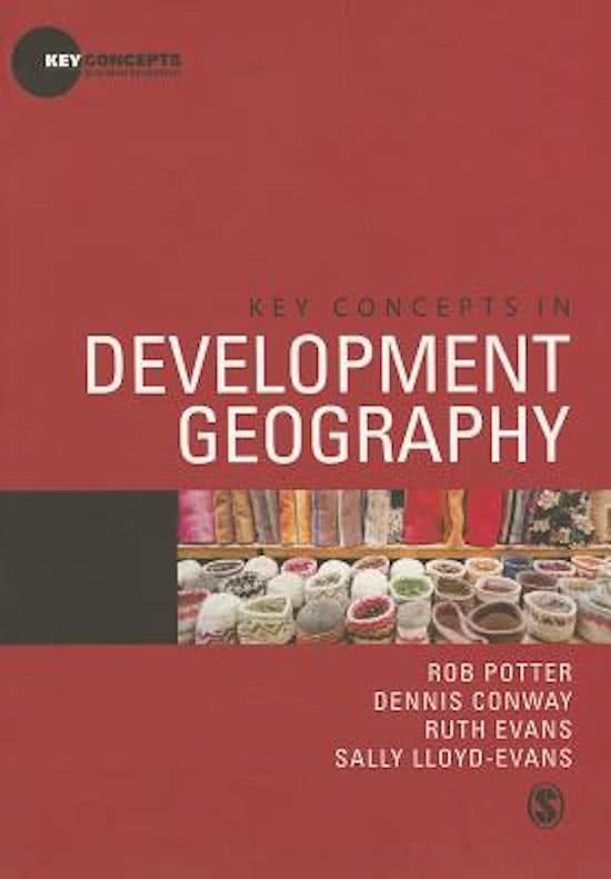 Complete summary Key concepts in development geography, potter et al. 