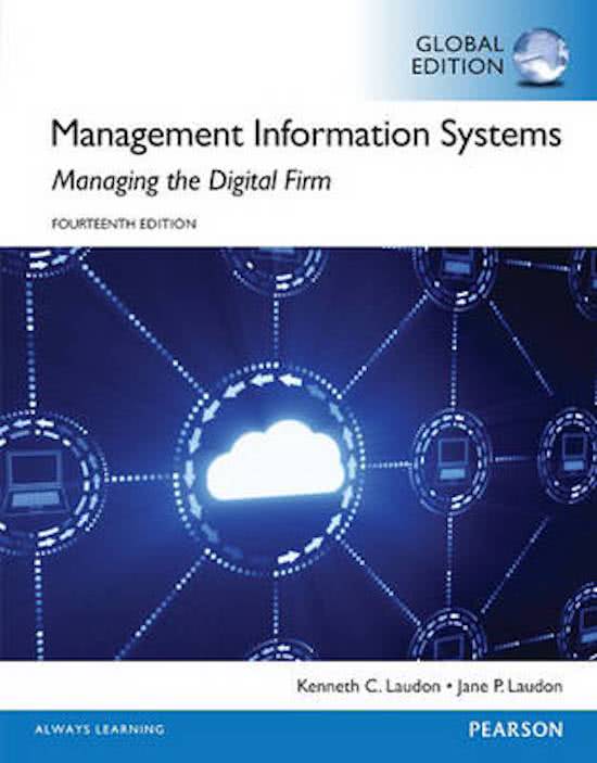 Test Bank for: Management Information Systems: Managing the Digital Firm, 16th Edition By Kenneth C. Laudon, Jane P. Laudon.